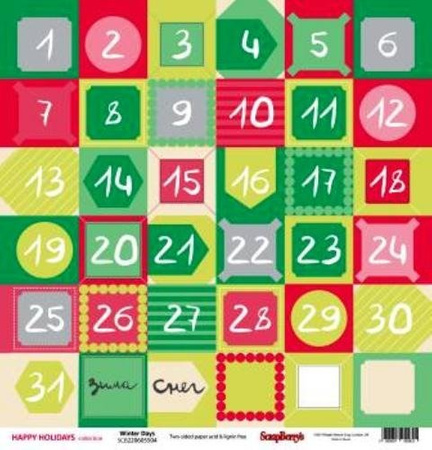 Papier do scrapbookingu dwustronny 30,5 x 30,5 cm HAPPY HOLIDAYS 9 szt. ScrapBerry`s